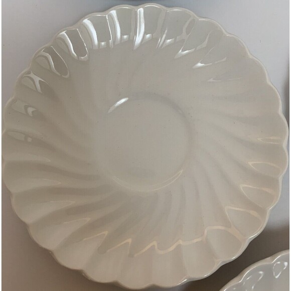 Johnson Brothers Swirl Tea Cup Saucers Snow White Regency Bone China Set (5) - Picture 5 of 8